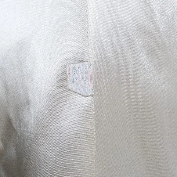 Vintage Faux Fur Long Coat Cream Gray Striped Oversized M/L Mob Wife Maximalist - Picture 13 of 13